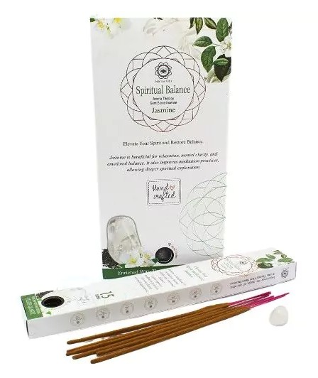 Green Tree Gemstone Incense, Spiritual Balance - Rökelse med Bergkristall