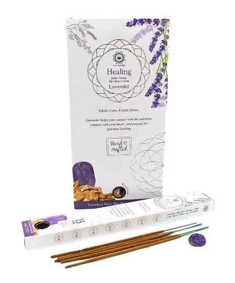 Green Tree Gemstone Incense, Healing Lavender - Rökelse med Ametist 