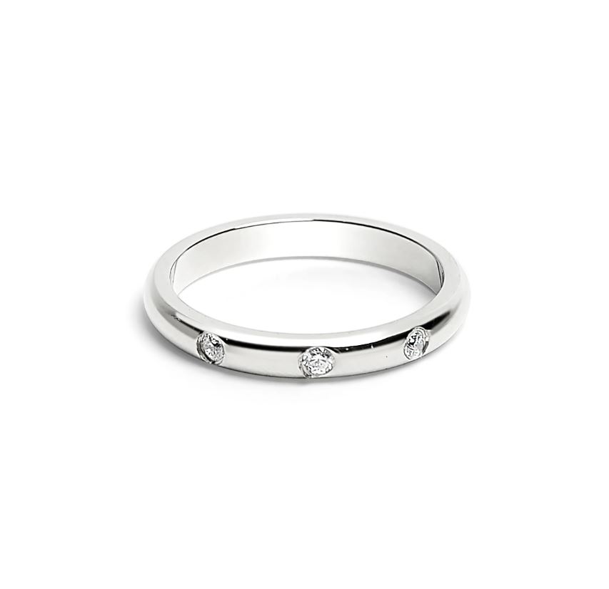 Sæt med forlovelsesringe - 1 stålring 1 ring med 3 zirkoner 4mm & 3mm - 7