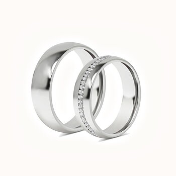 Sett med forlovelsesringer - 1 stålring 1 Forlovelsesring 6mm