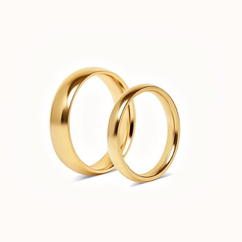 Sett med forlovelsesringer - 2 gullringer 5 mm og 3 mm