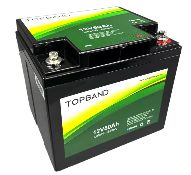 Topband TB1250B Li-ion akku 12,8v 50Ah 196x165x174 LiFePO4 Bluetooth
