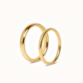 Sett med forlovelsesringer - 2 gullringer 2 mm og 3 mm