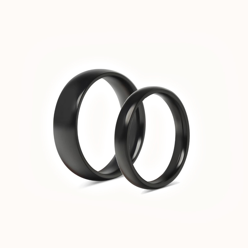 Set med Förlovningsringar - 2 svarta ringar 3mm & 6mm