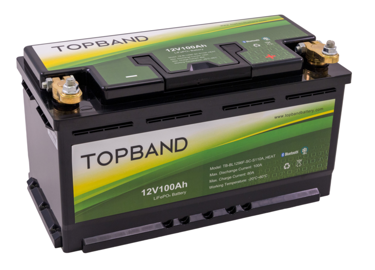 Topband TB12100B Li-ion akku 12,8V 100Ah 350x176x188 LiFePO4 Bluetooth
