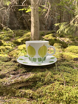 Kaffekopp med fat 25 cl, Krusbär