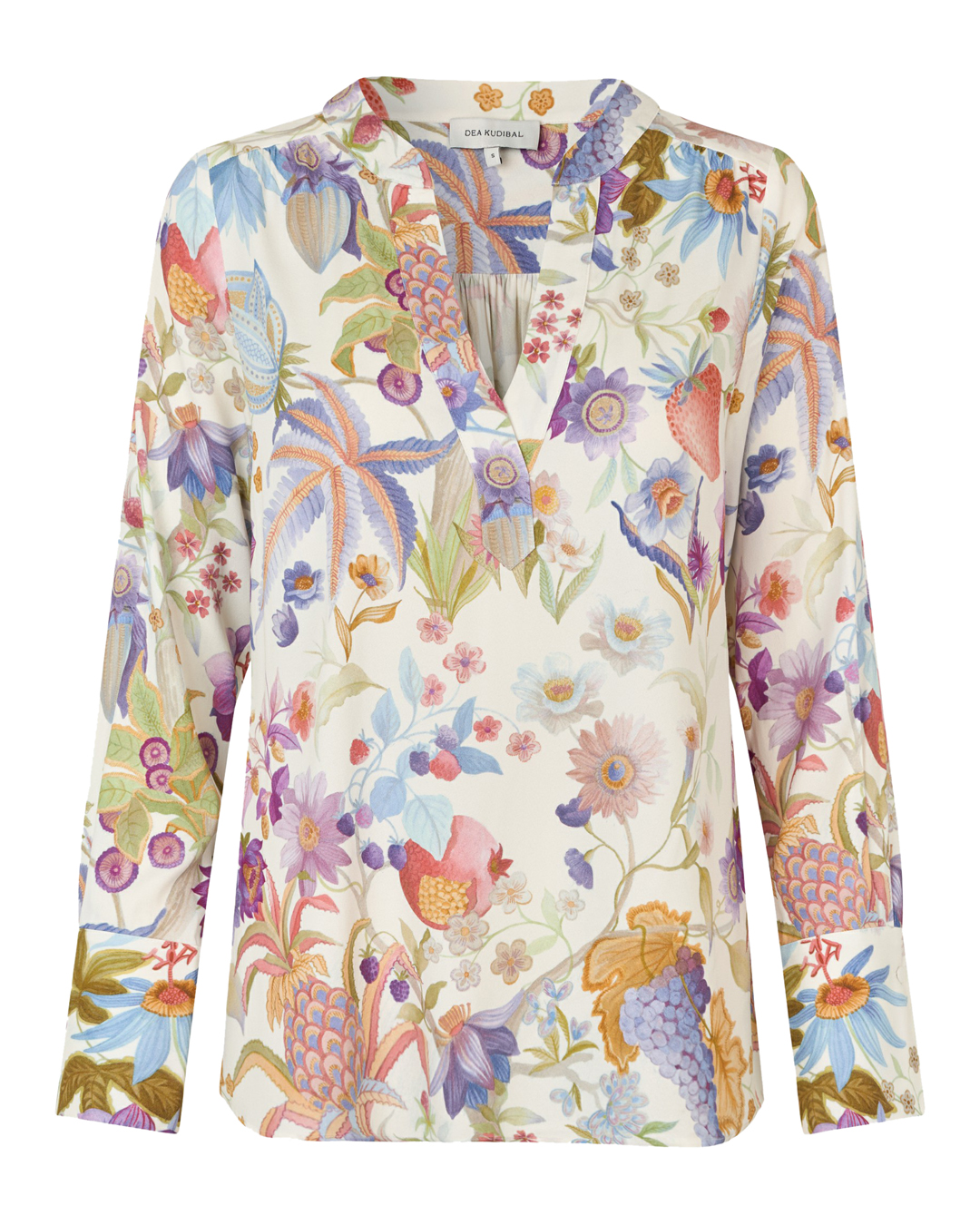 Blus Jennifer v-ringad blommig lila/blå/grön - 6