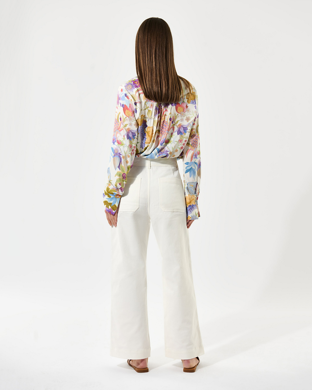 Blus Jennifer v-ringad blommig lila/blå/grön - 2