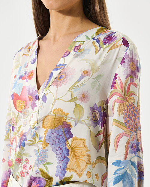 Blus Jennifer v-ringad blommig lila/blå/grön - 5
