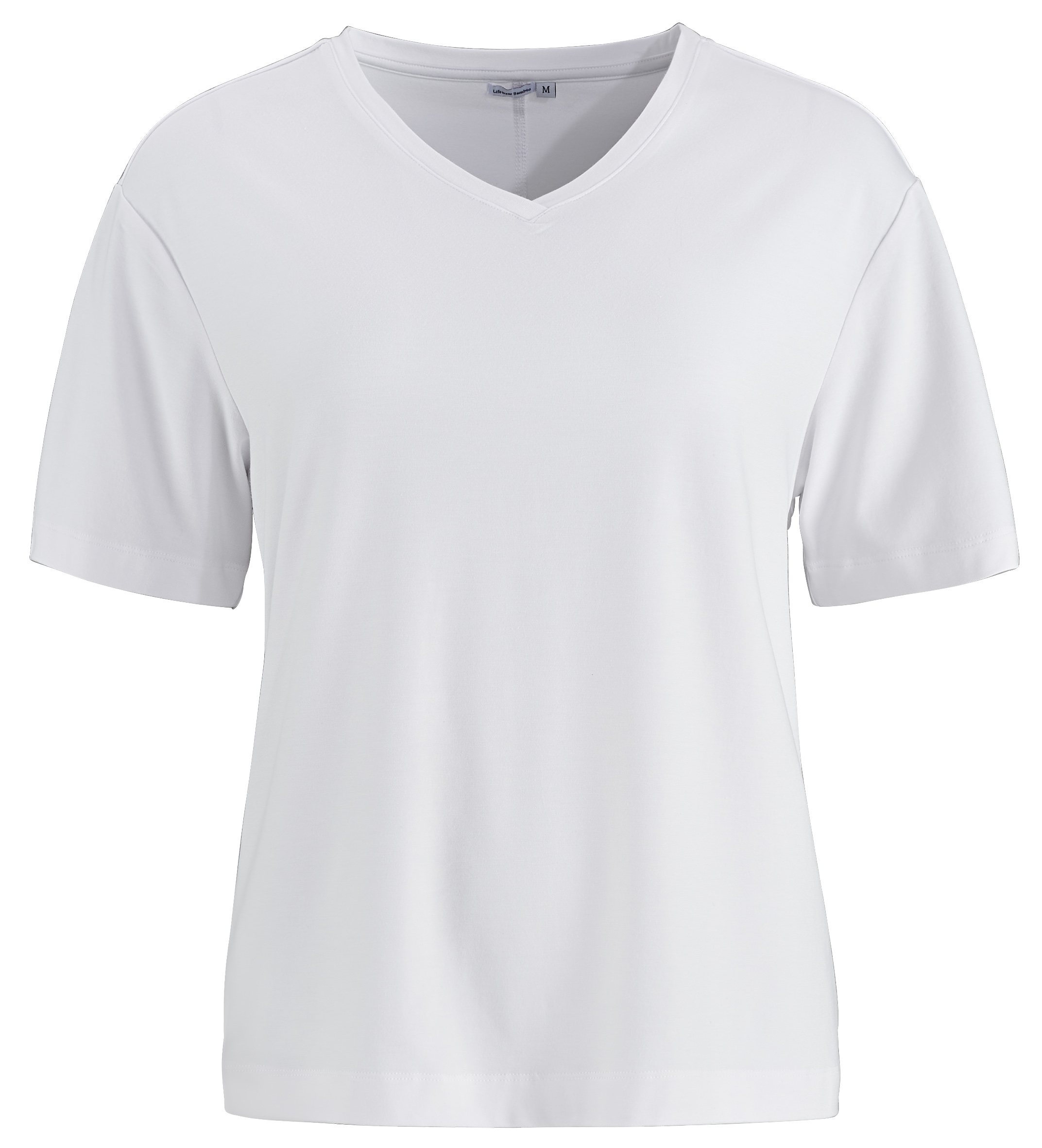 V-ringad t-shirt i bambu, Vit