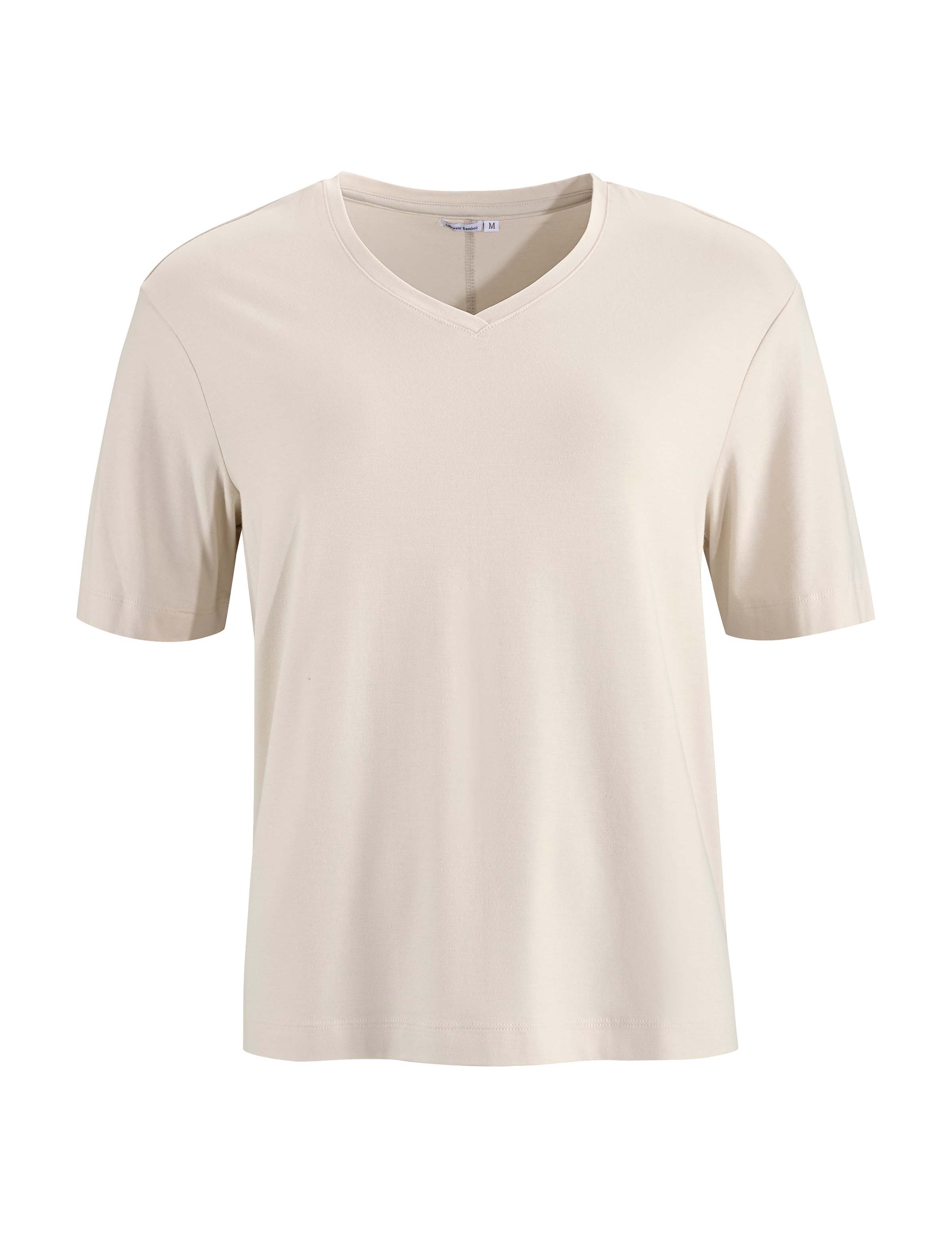 V-ringad t-shirt i bambu, Sand
