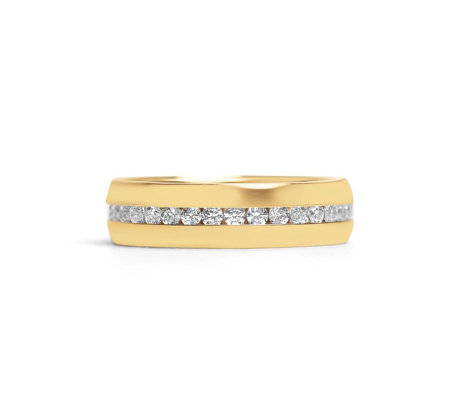 Sett med forlovelsesringer - 1 gullring og 1 Forlovelsesring - 6 mm - 7