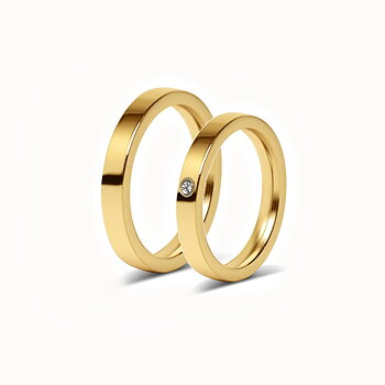 Sett med forlovelsesringer - 1 gullring og 1 ring med stein - 3 mm