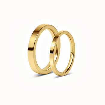 Sett med forlovelsesringer - 2 rette ringer i gull - 3mm & 2mm