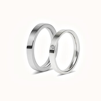 Sett med forlovelsesringer - 1 stålring og 1 ring med stein - 3 mm