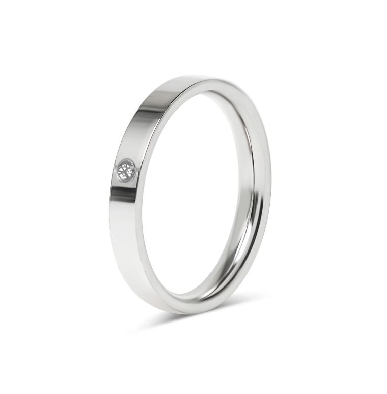 Sæt med forlovelsesringe - 1 stålring & 1 ring med sten - 3 mm - 6