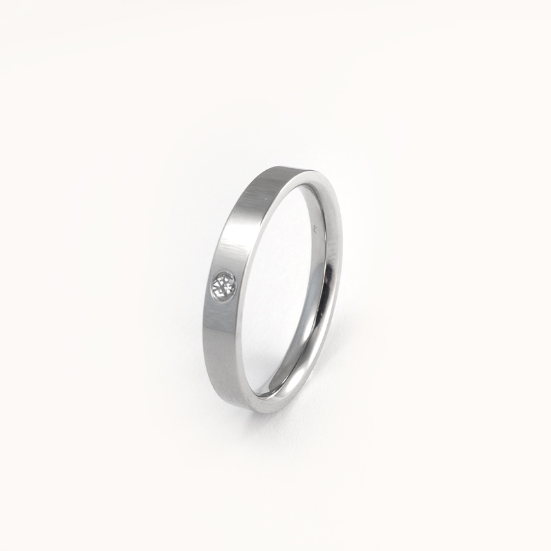Sæt med forlovelsesringe - 1 stålring & 1 ring med sten - 3 mm - 3