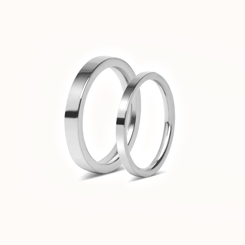 Sæt med forlovelsesringe - 2 lige stålringe - 3 mm & 2 mm