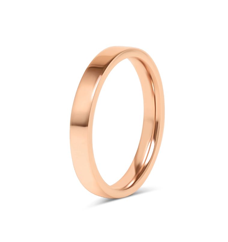 Sæt med forlovelsesringe - 2 lige ringe i rosaguld - 3 mm & 2 mm - 5