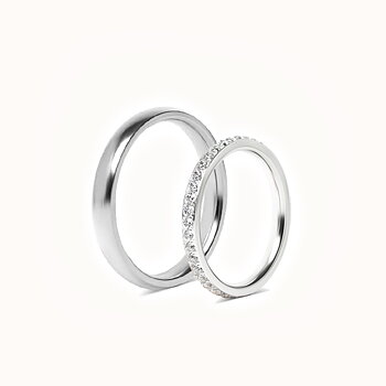 Sett med forlovelsesringer - 1 vanlig stålring og 1 Forlovelsesring  - 3 mm og 2 mm