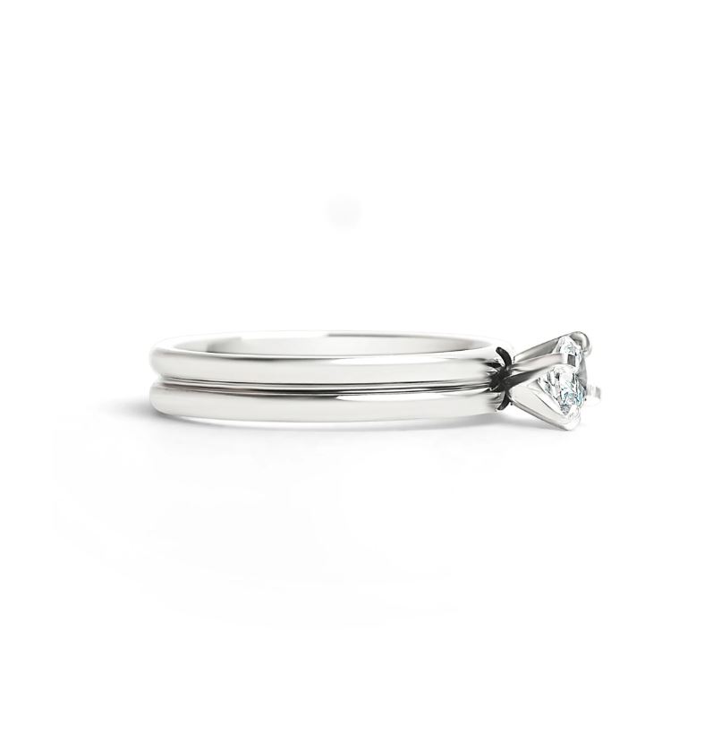 Sæt med forlovelsesringe - 1 stålring & 1 ring med sten - 4 mm - 8