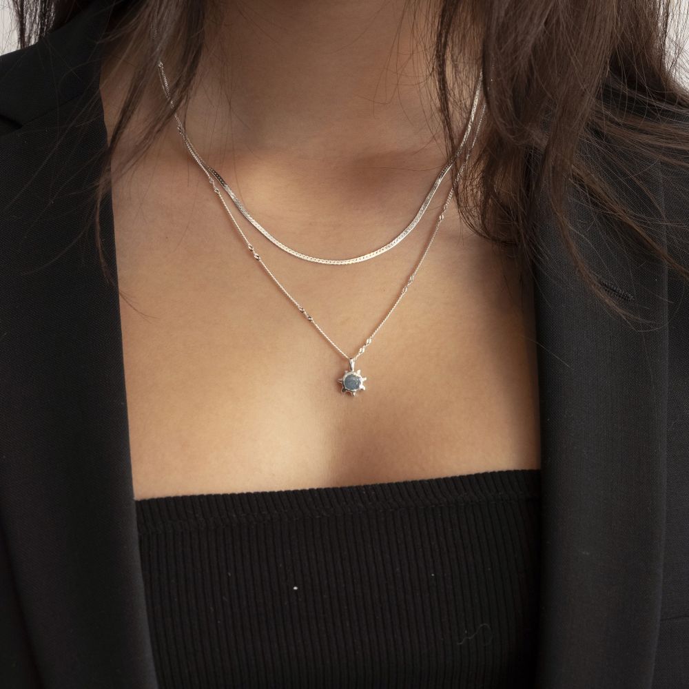 Syster P Florentina Aquamarine Halsband Silver - 2