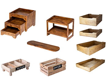 Buffé bord och lådor Wooden