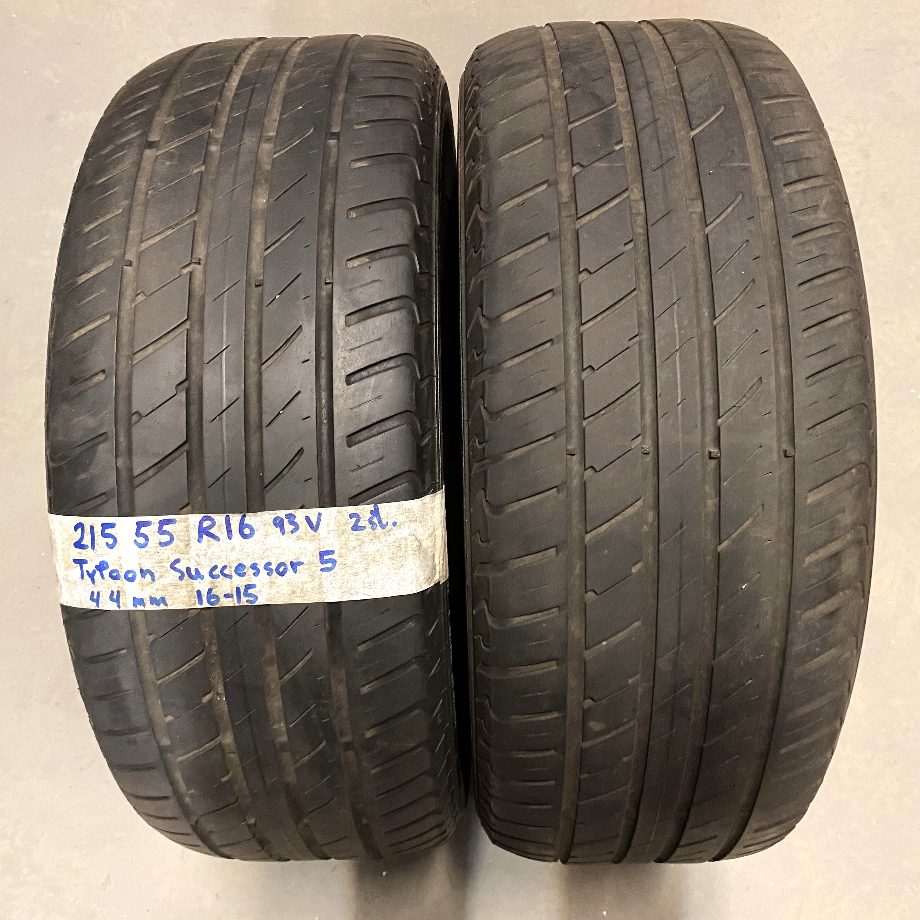16" BEGAGNADE SOMMARDÄCK | 2 st 215/55 R16 93V Tyfoon Successor 5 | V16-15 | 4|4 mm | H-5