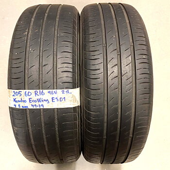 16" BEGAGNADE SOMMARDÄCK | 2 st 205/60 R16 96V Kumho EcoWing ES01 | V49-19 | 4|5 mm | H-5