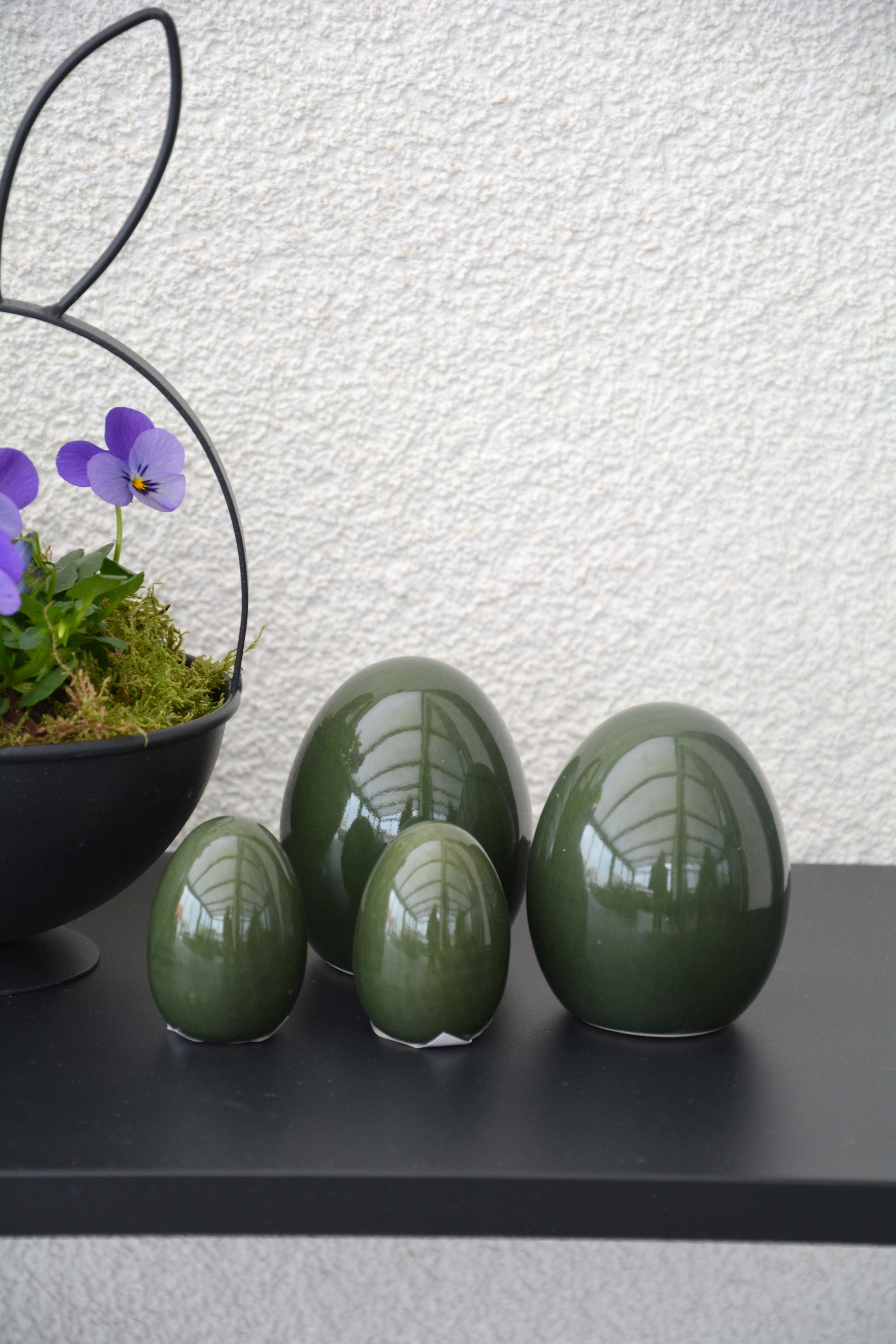 Ägg Agda grön keramik stor 7,5 cm