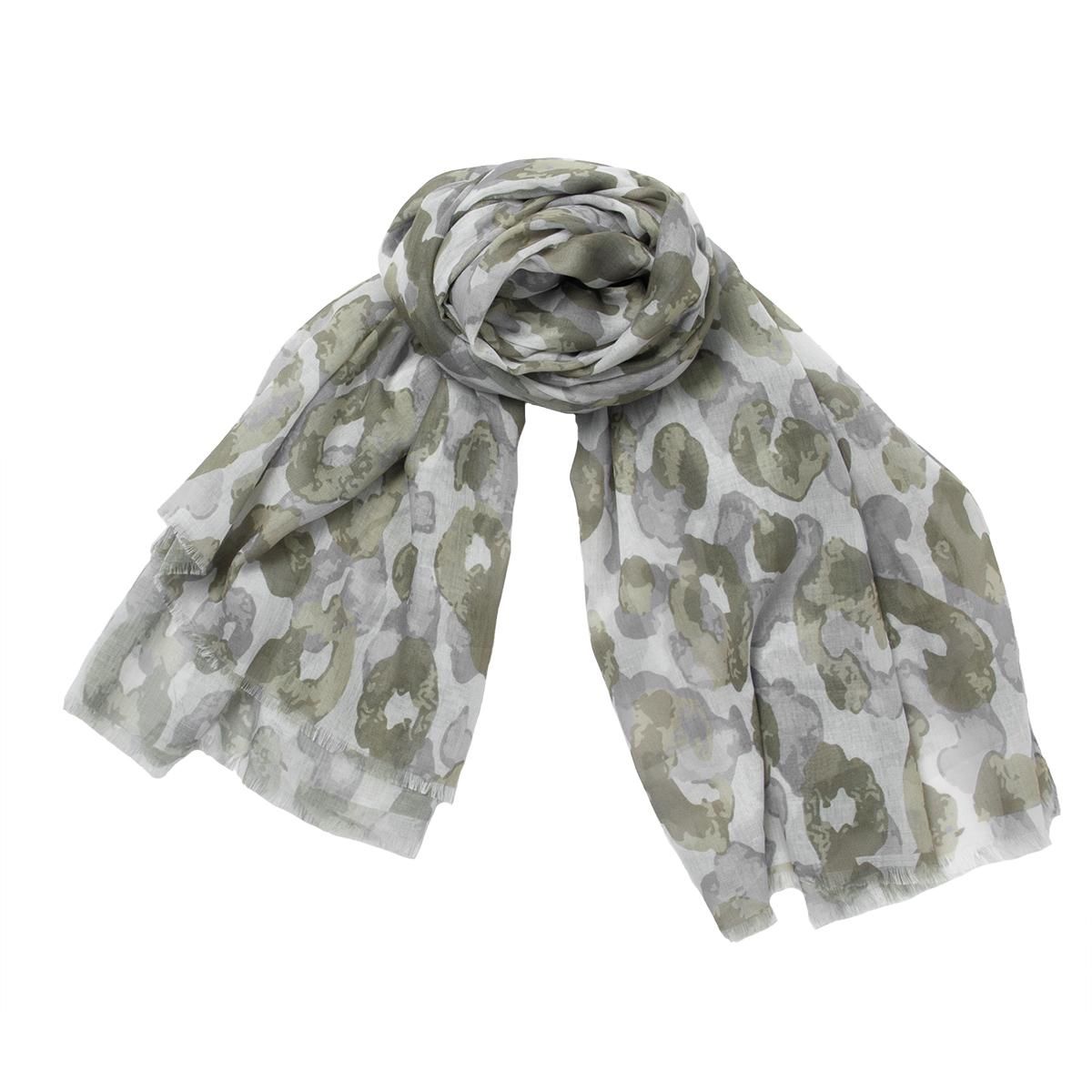  Mönstrad scarf i olivtoner