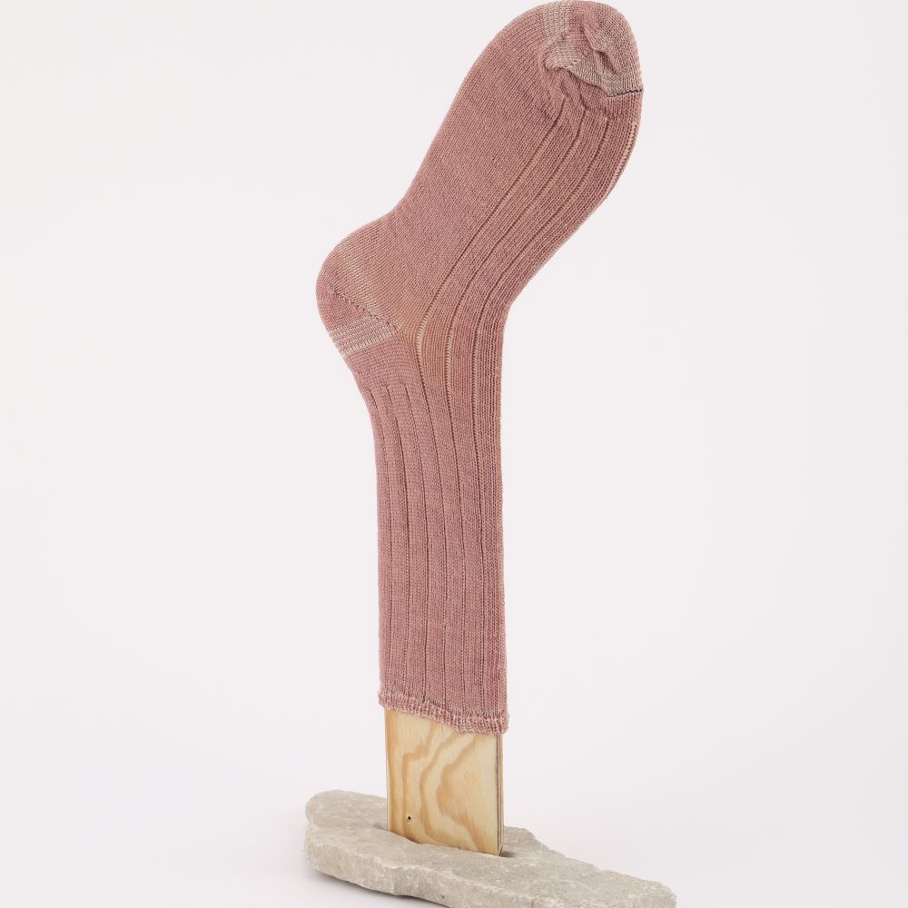 Mohairstrumpor med lös resår i färgen rosa