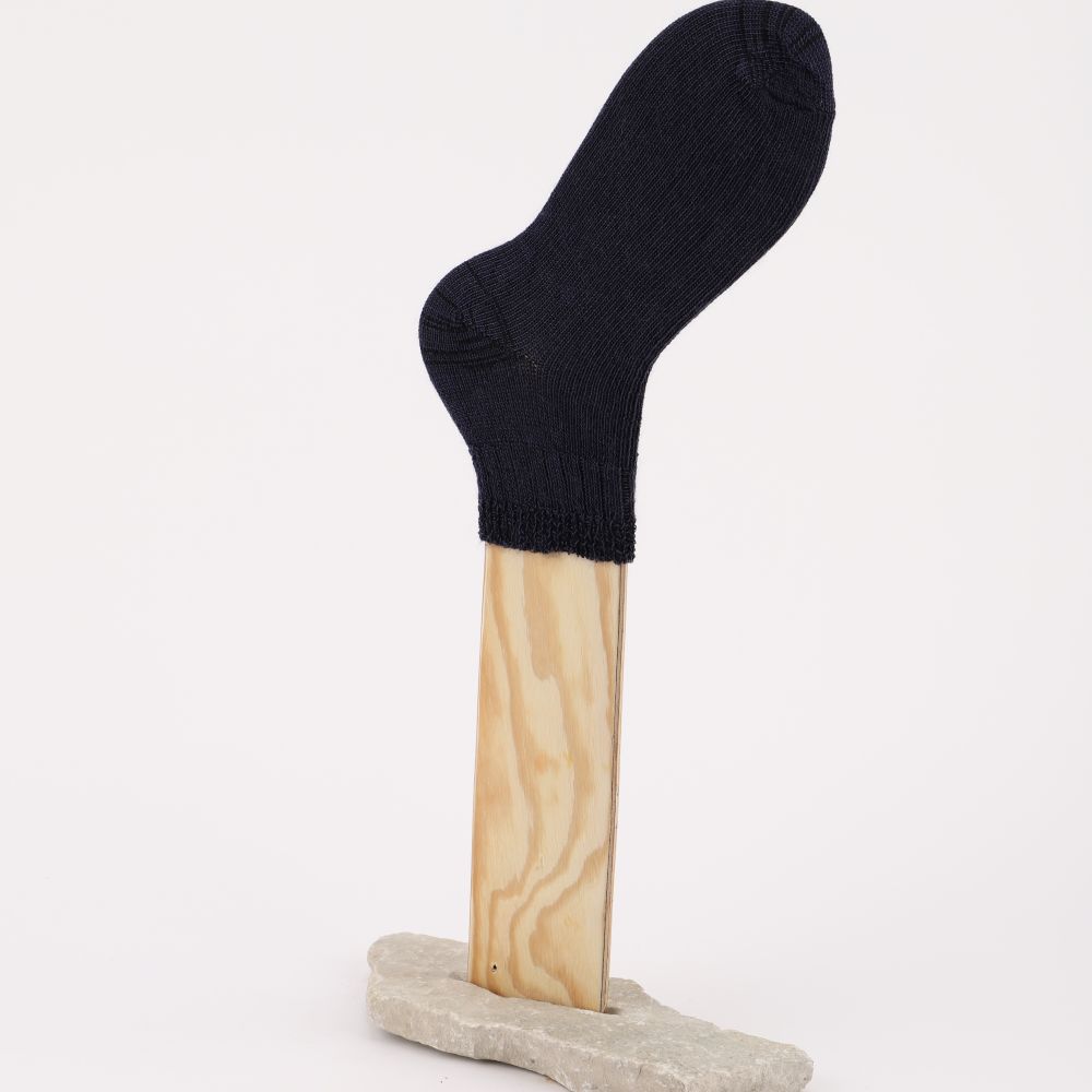Mohairstrumpa med kort skaft, färg mörkblå