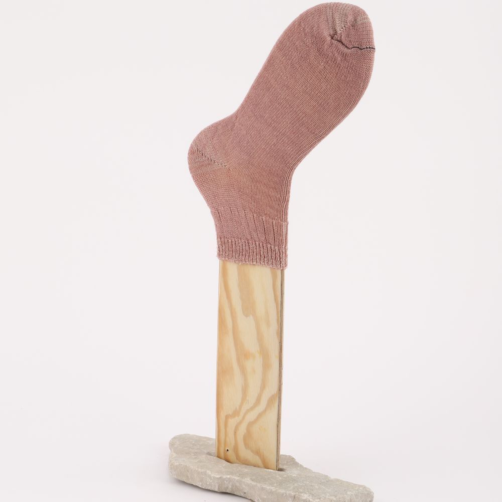 Mohairstrumpa med kort skaft, färg rosa