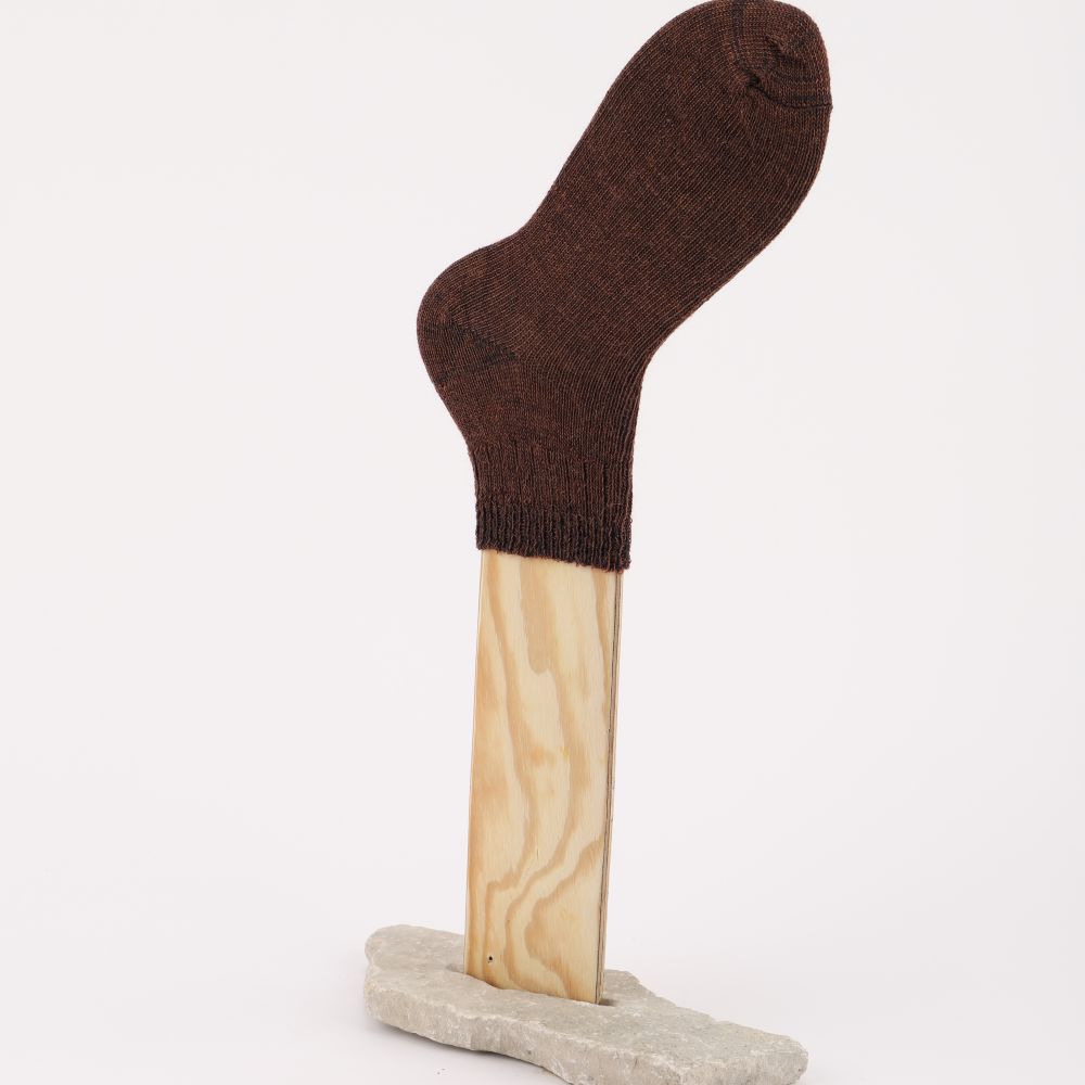Mohairstrumpa med kort skaft, färg brun