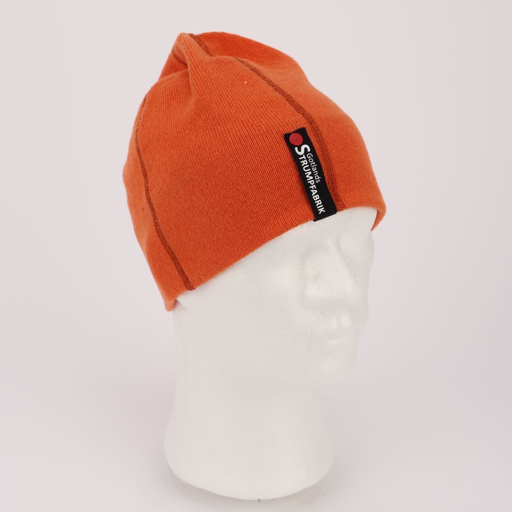 Jerseystickad lammullsmössa, orange