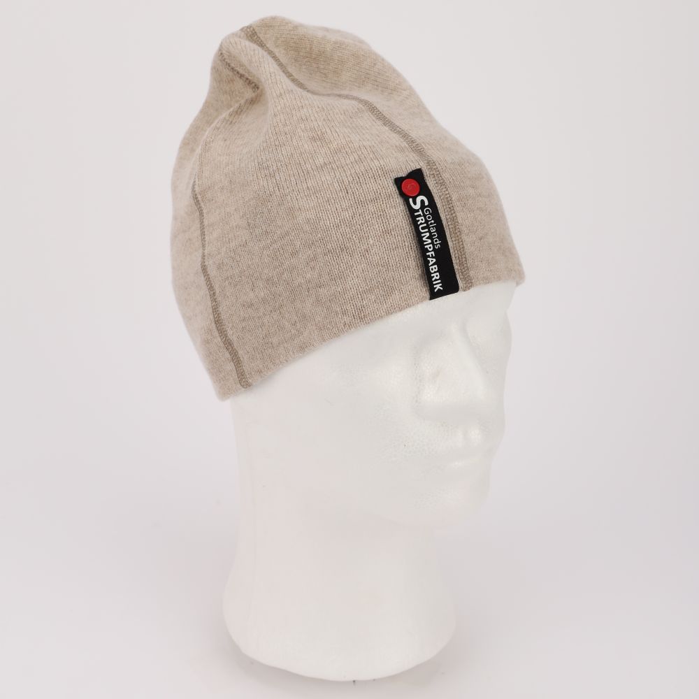 Jerseystickad lammullsmössa, beige
