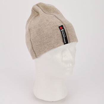 Jerseystickad lammullsmössa, beige