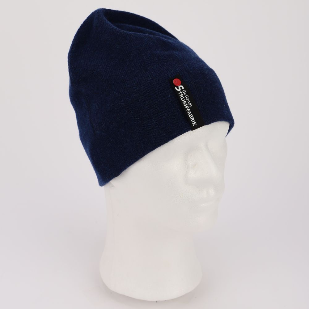 Jerseystickad lammullsmössa, blå