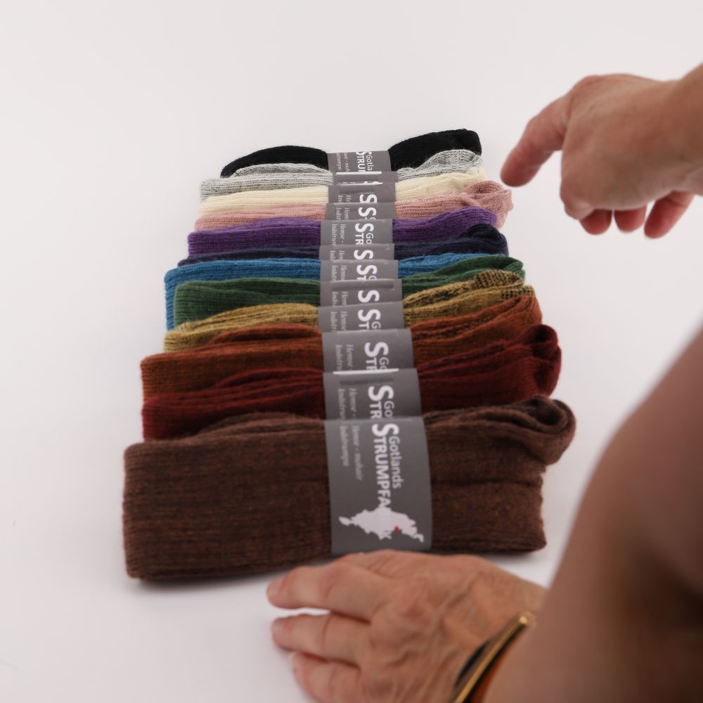 Knästrumpor av mohair i många färger