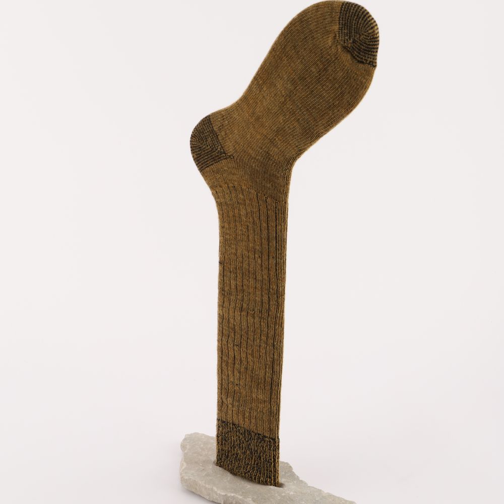 Knästrumpor av mohair, färg senap