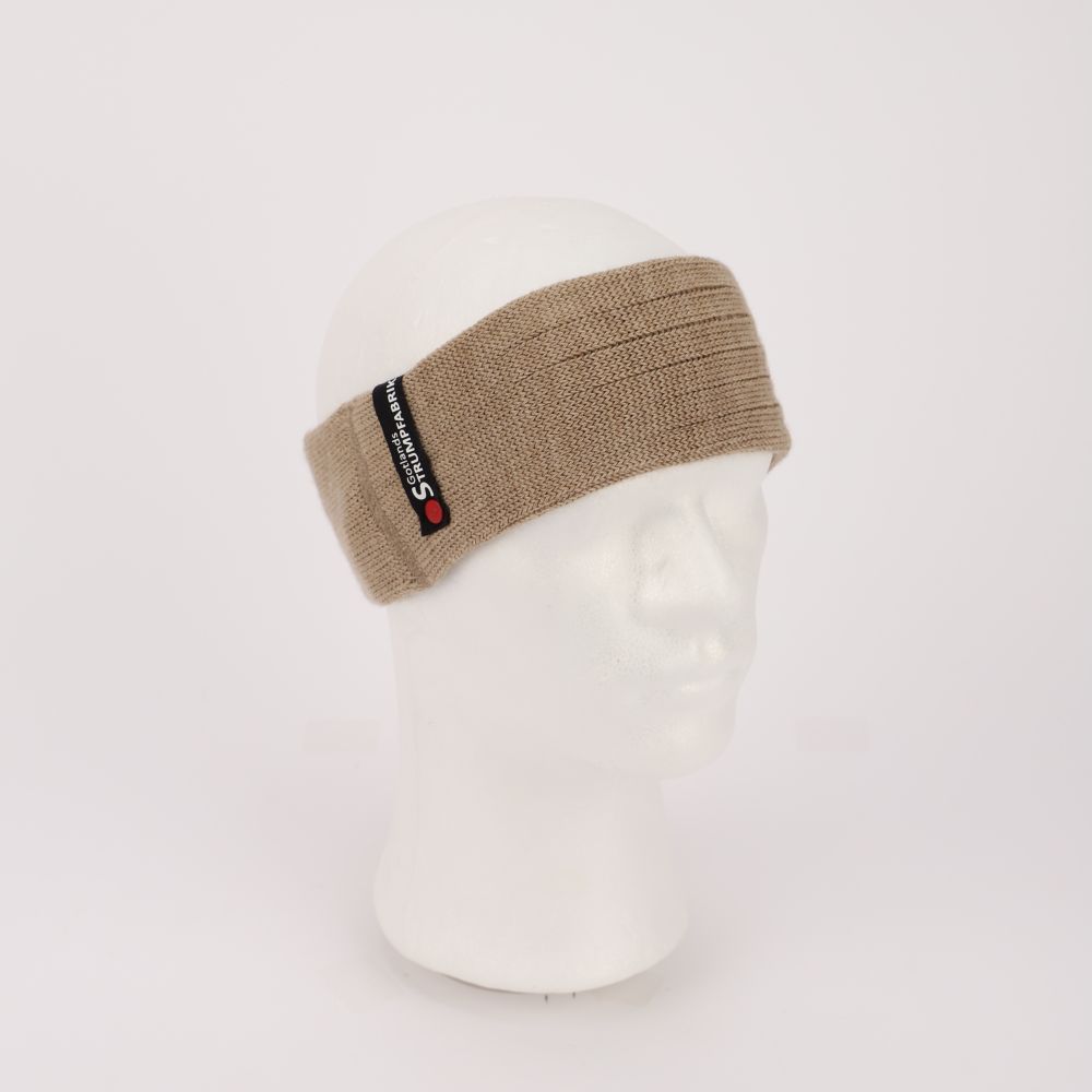 Stickat pannband av merinoull i färgen  beige