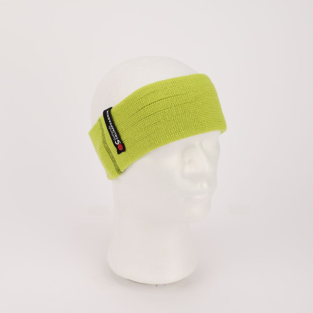 Stickat pannband av merinoull i färgen lime