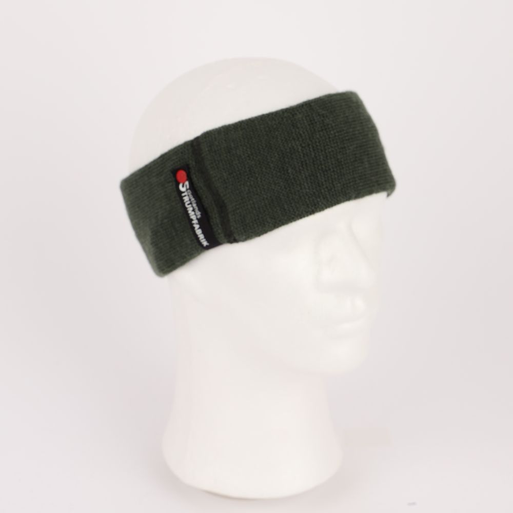 Knitted merino wool headband in the color lodengrön