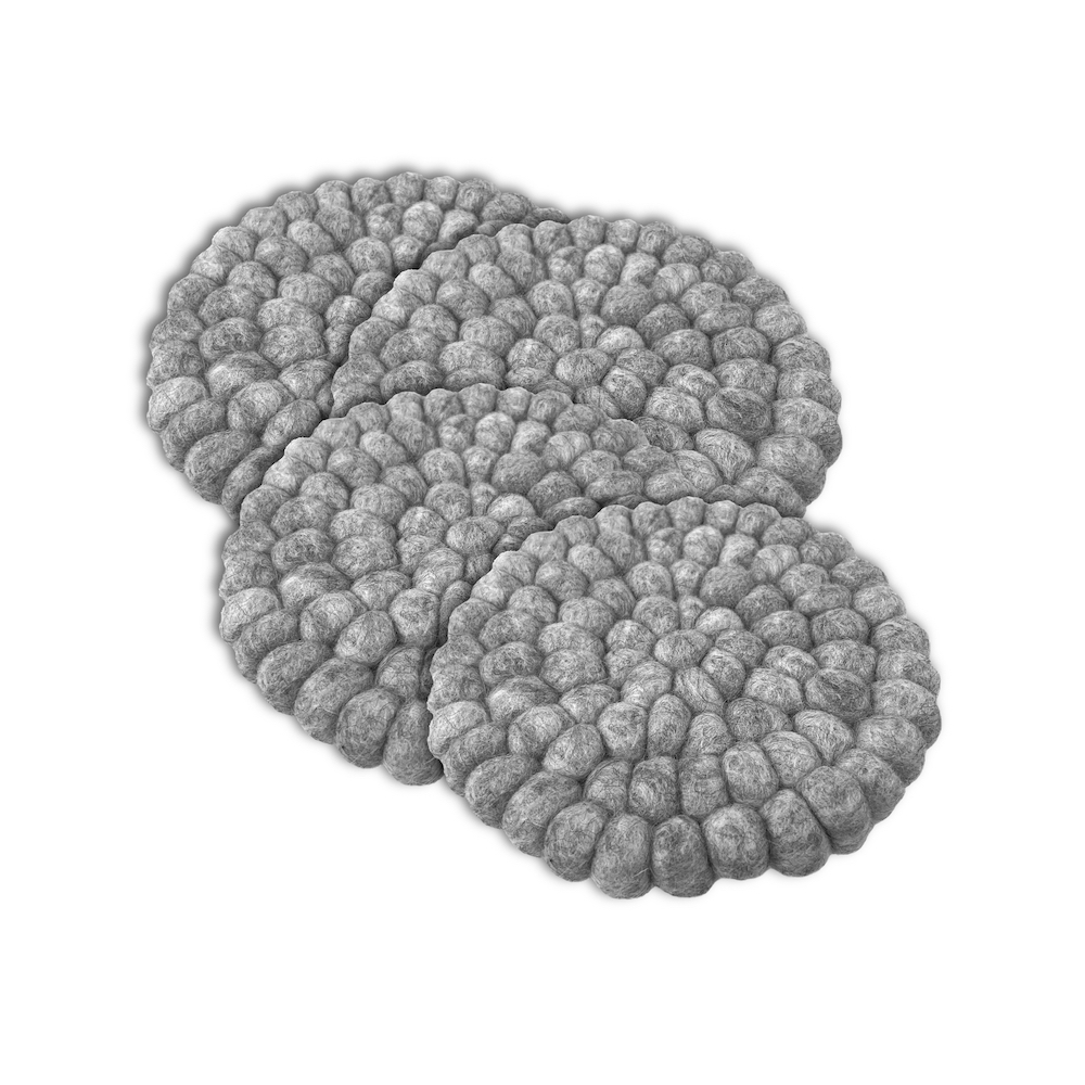 Wooldesign villapalloalustat, 4-pack, vaaleanharmaa