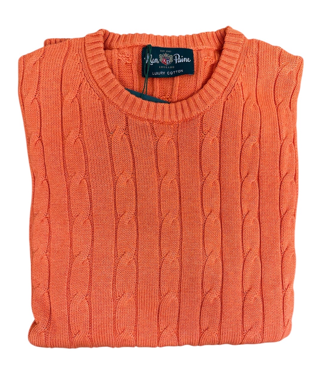 Tröja kabelstickad Orange från Alan Paine