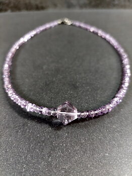 Fasettslipad Halsband med Ametist