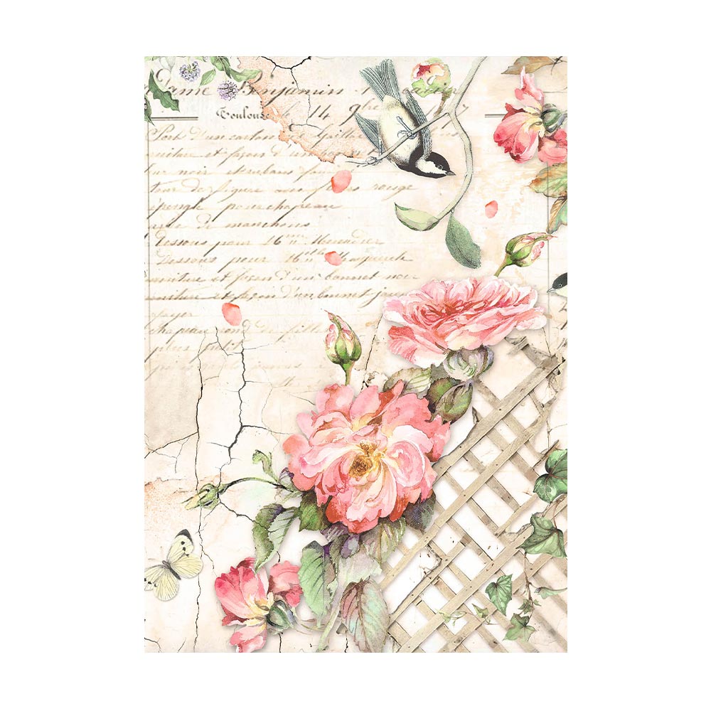 Selection 8 Rice paper A6 backgrounds - House of Roses  - 5
