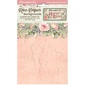 Selection 8 Rice paper A6 backgrounds - House of Roses 