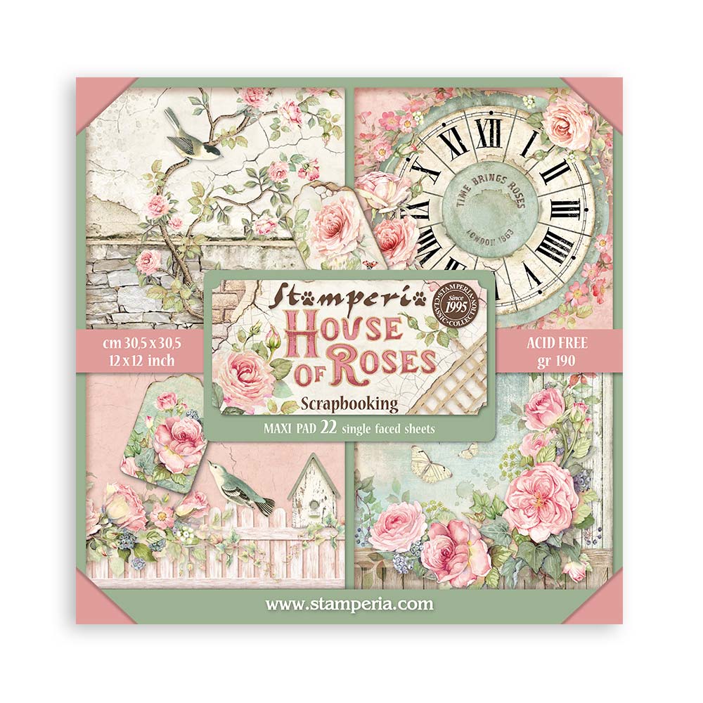 Scrapbooking Pad 22 sheets cm 30,5x30,5 (12"x12") Single face - House of Roses